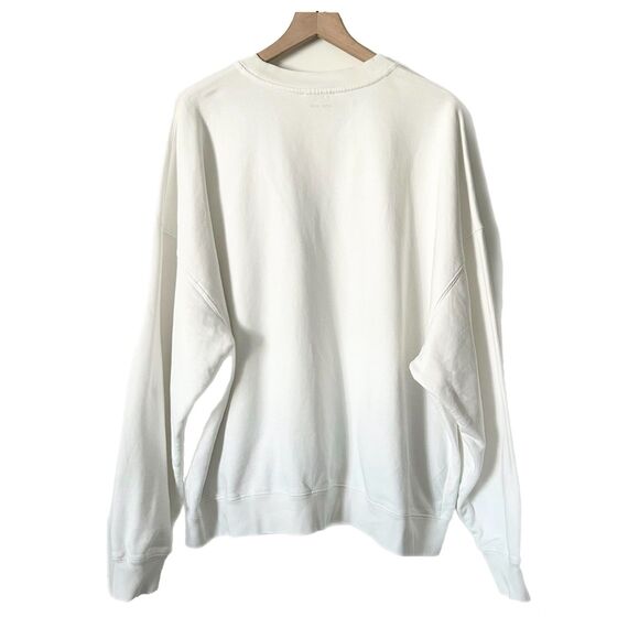 Anine Bing Miles Cotton Crewneck Sweatshirt in White Size Large Patch Logo - Picture 4 of 7
